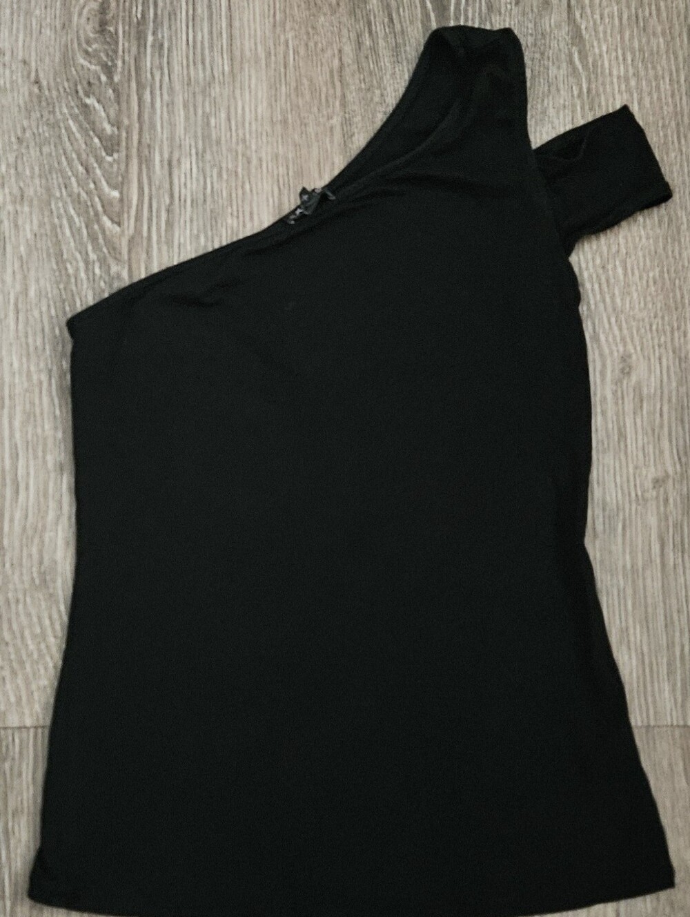 Express Black Asymmetric One-Shoulder Cold-Shoulder Top - Size S